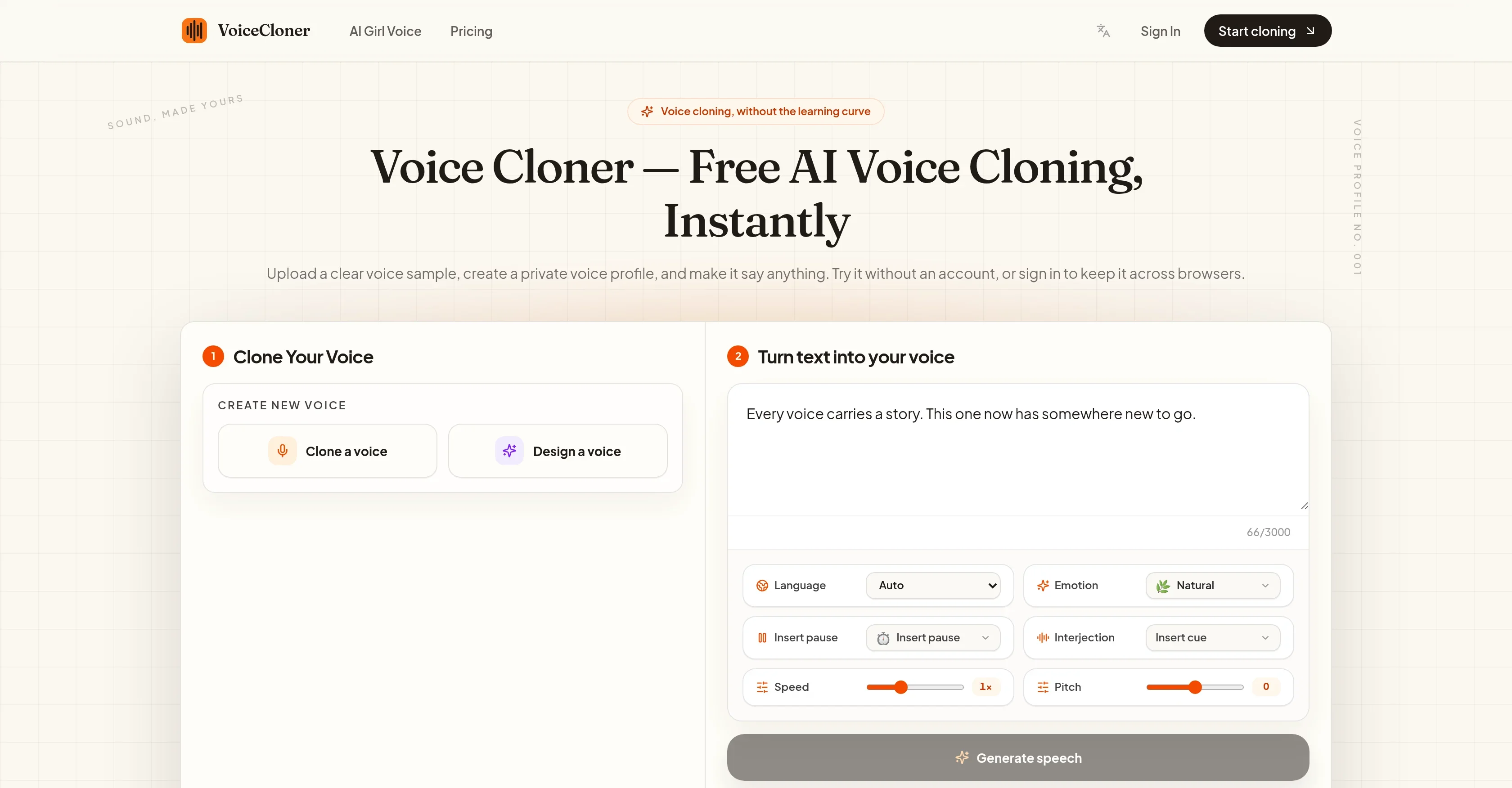 Voice Cloner product preview