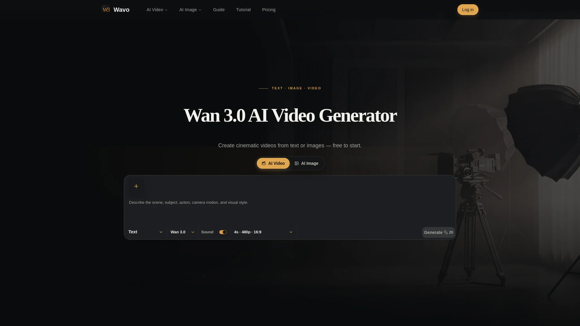 Wavo – Wan 3.0 AI Video Generator product preview