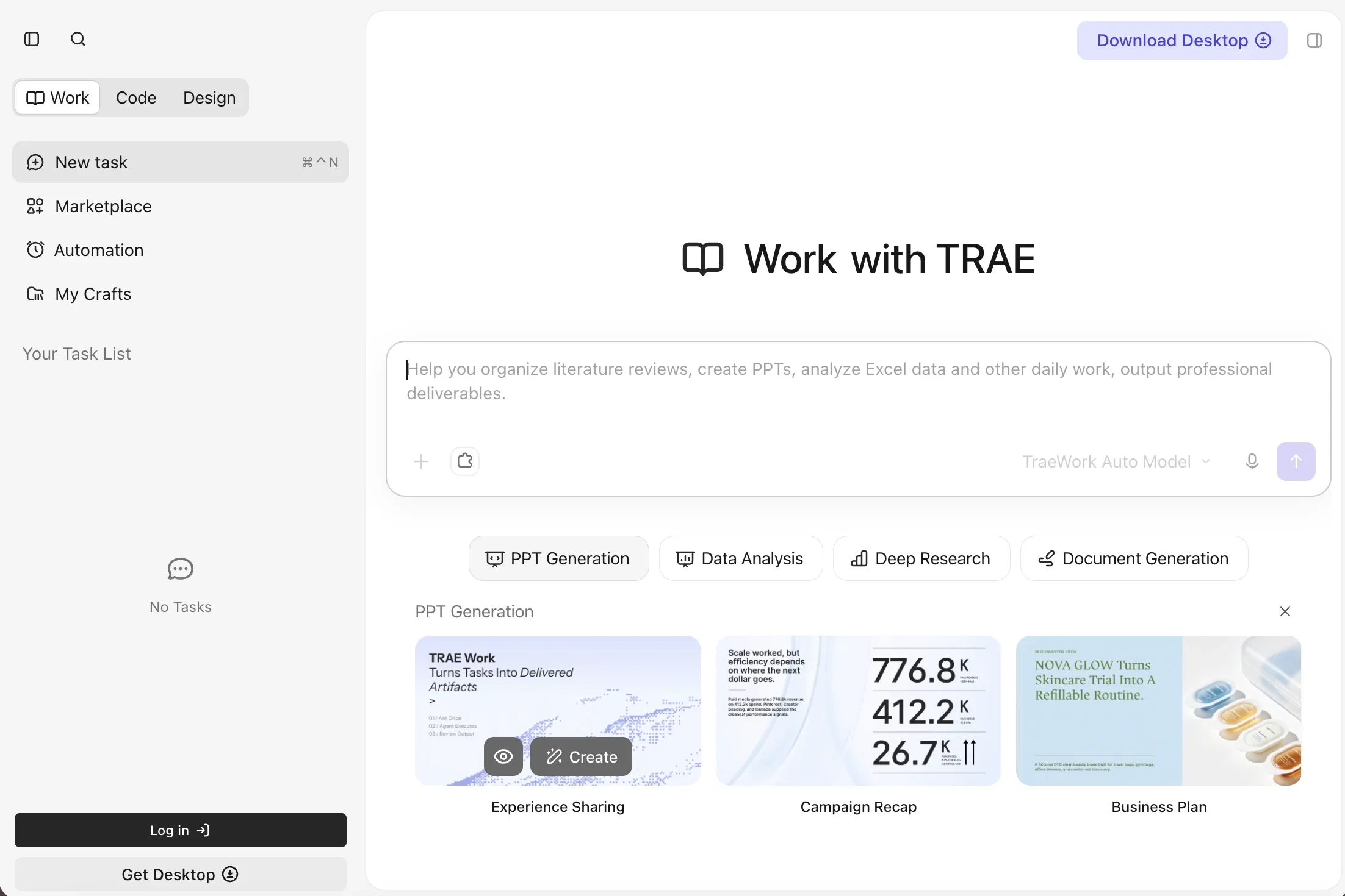 TraeWork product preview
