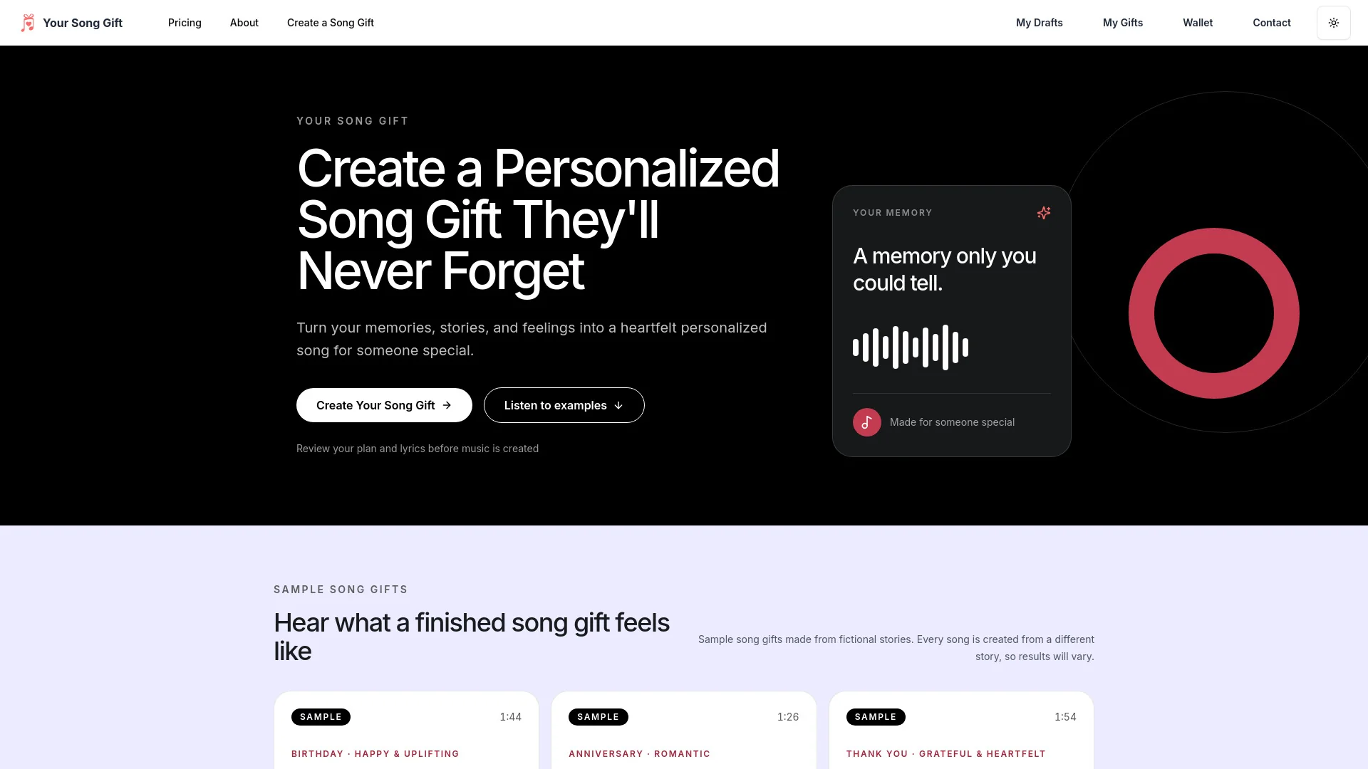 Your Song Gift product preview