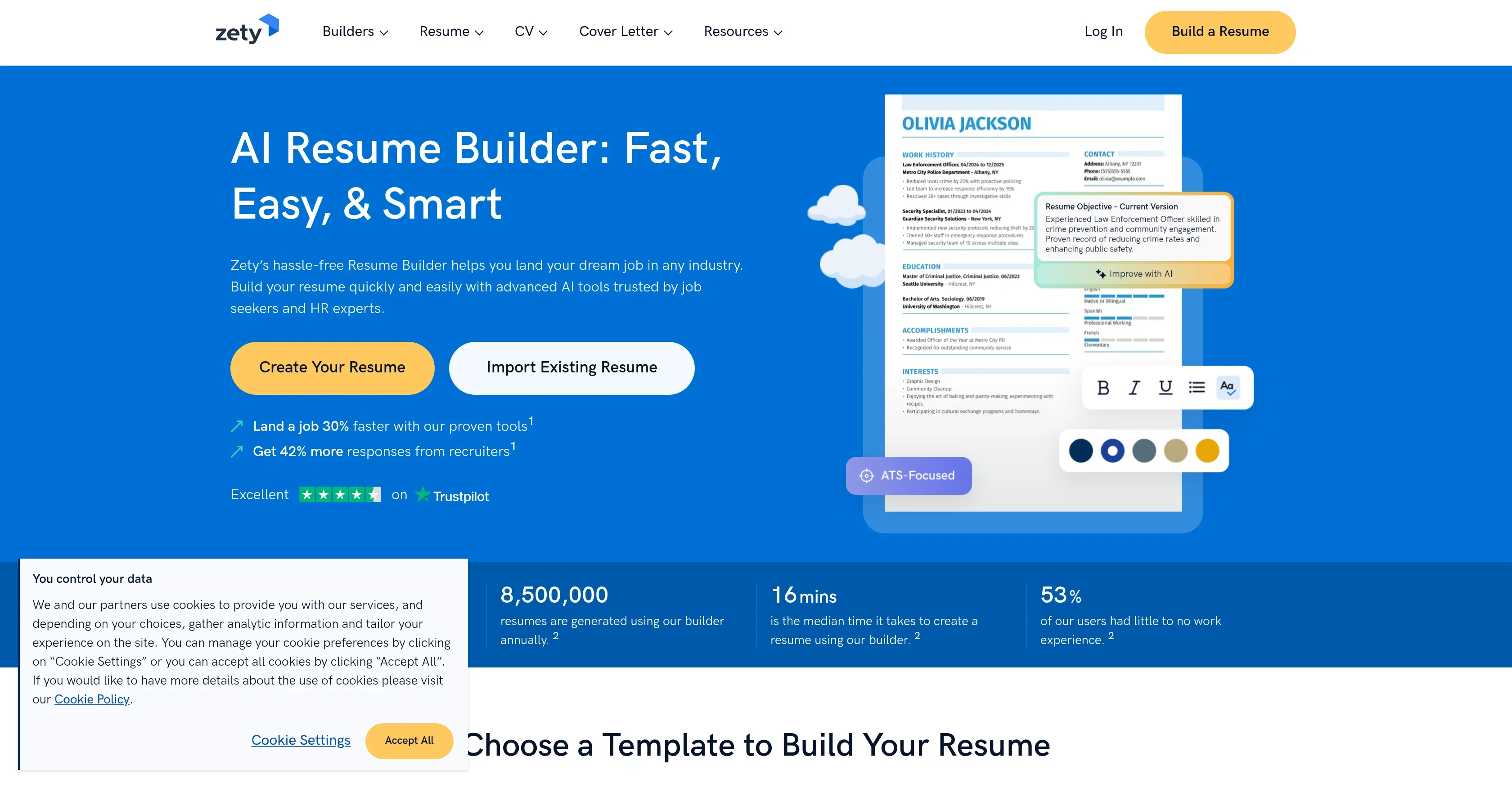 Zety Resume Builder product preview